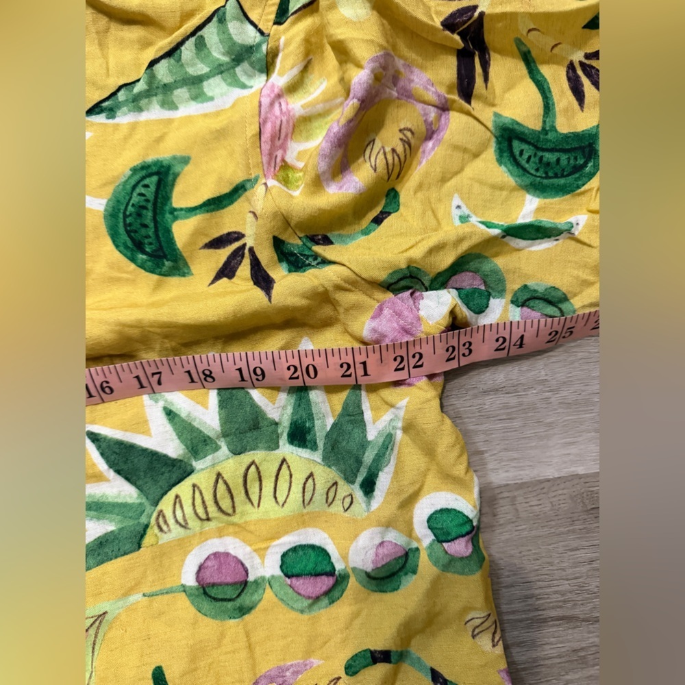 Zara Yellow Floral-Print Short Sleeve Button-Down Shirt - Picture 5 of 7